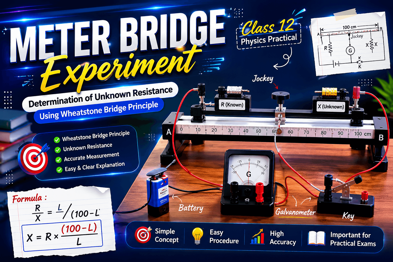 Meter Bridge Experiment тАУ Determination of Unknown Resistance Using Wheatstone Bridge Principle